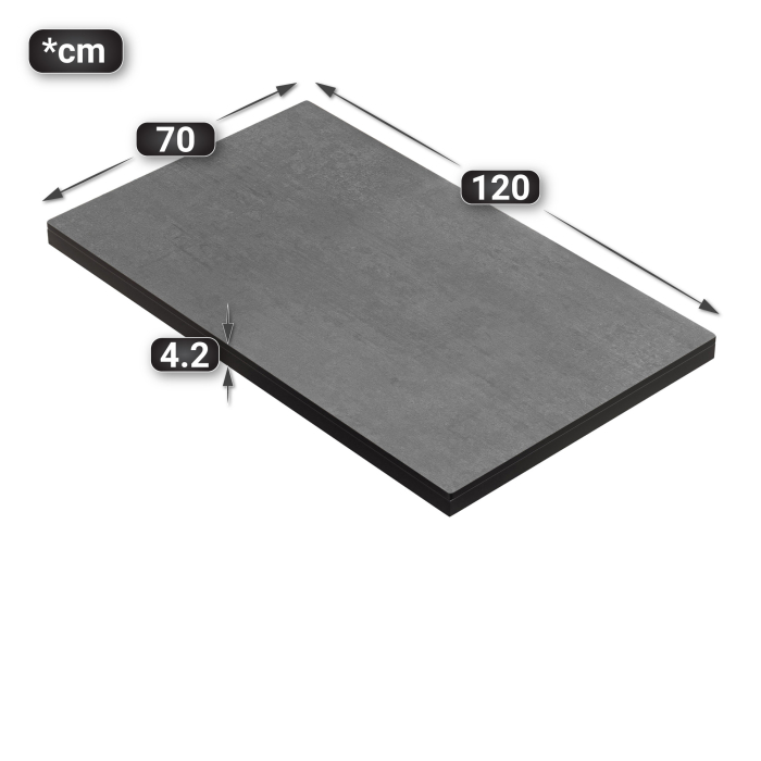 KOMPAKT STÅL | Gastro HPL Bordplate | B:T 120 x 70 cm | 4,2 cm | Antrasitt | Firkantet KOMPAKT STÅL | Gastro HPL Bordplate | B:T 120 x 70 cm | 4,2 cm | Antrasitt | Firkantet