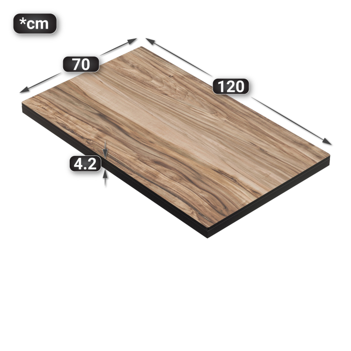 COMPACT STÅL | Gastro HPL Bordplate | B:T 120 x 70 cm | 4,2cm | Sheesham | Rektangulær COMPACT STÅL | Gastro HPL Bordplate | B:T 120 x 70 cm | 4,2cm | Sheesham | Rektangulær