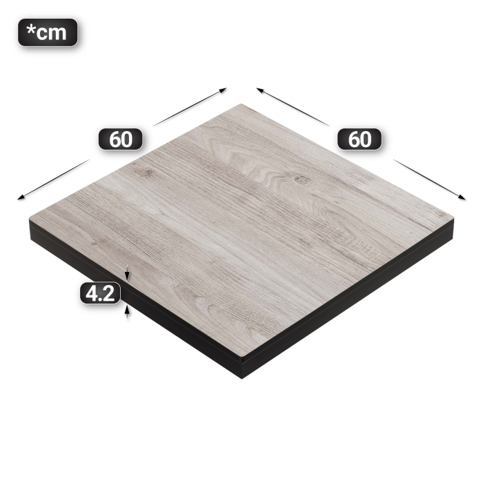 KOMPAKT STÅL | Gastro HPL Bordsplatta | B:T 60 x 60 cm | 4,2 cm | Ek Vit | Fyrkantig KOMPAKT STÅL | Gastro HPL Bordsplatta | B:T 60 x 60 cm | 4,2 cm | Ek Vit | Fyrkantig
