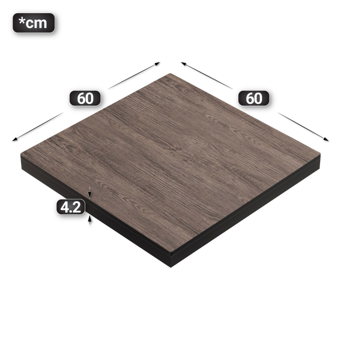 KOMPAKT STÅL | Gastro HPL Bordskiva | B:T 60 x 60 cm | 4,2 cm | Ljus Wenge | Fyrkantig KOMPAKT STÅL | Gastro HPL Bordskiva | B:T 60 x 60 cm | 4,2 cm | Ljus Wenge | Fyrkantig
