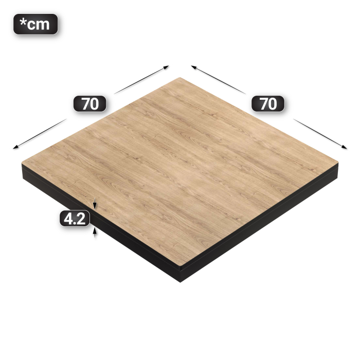 KOMPAKT STAHL | Gastro HPL Bordskiva | B:T 70 x 70 cm | 4,2 cm | Ek | Fyrkantig