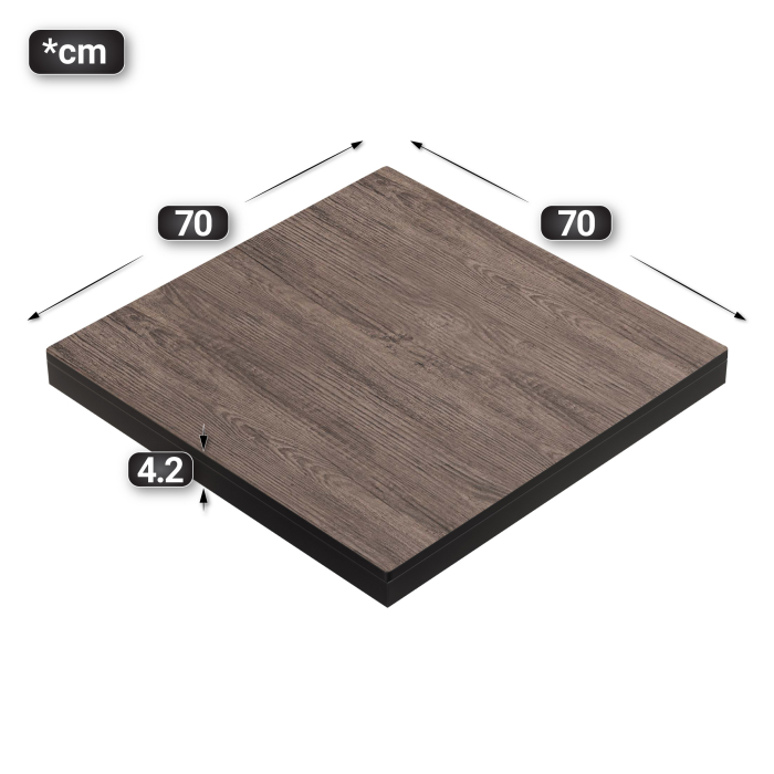 KOMPAKT STÅL | Gastro HPL Bordsskiva | B:T 70 x 70 cm | 4,2 cm | Ljus Wenge | Fyrkantig KOMPAKT STÅL | Gastro HPL Bordsskiva | B:T 70 x 70 cm | 4,2 cm | Ljus Wenge | Fyrkantig