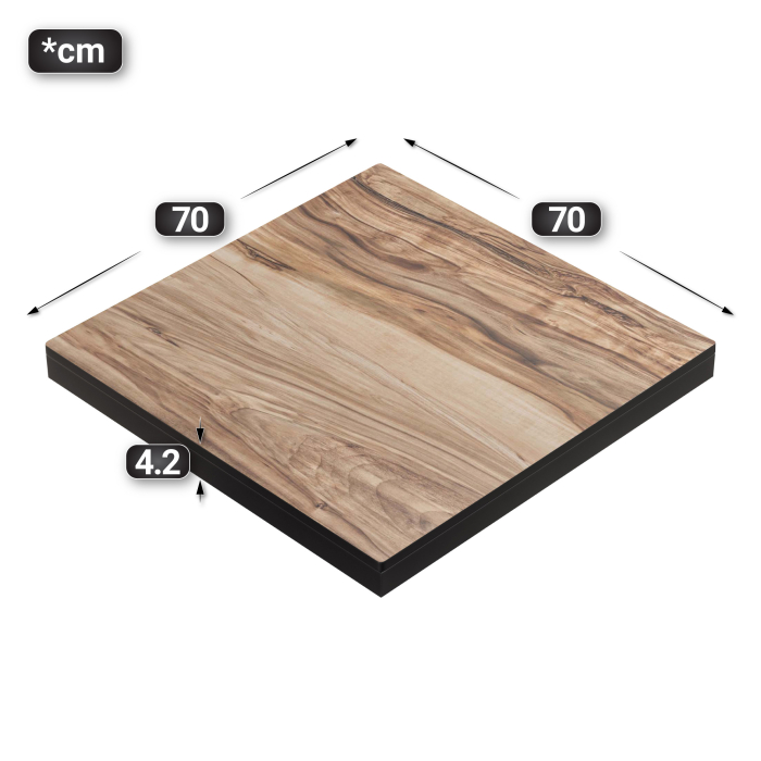 KOMPAKT STÅL | Gastro HPL Bordskiva | B:T 70 x 70 cm | 4,2 cm | Sheesham | Fyrkantig KOMPAKT STÅL | Gastro HPL Bordskiva | B:T 70 x 70 cm | 4,2 cm | Sheesham | Fyrkantig