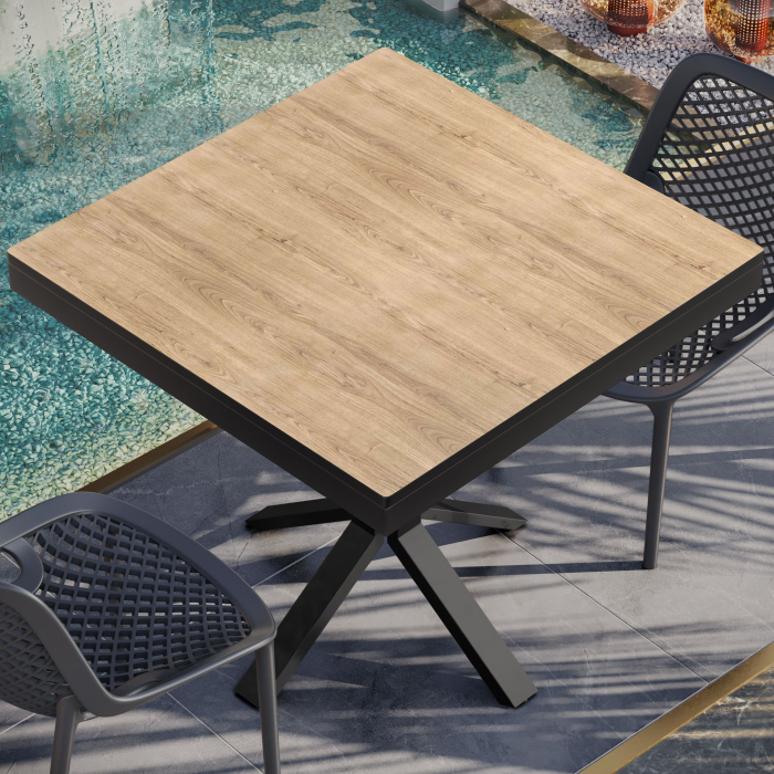 KOMPAKT STAHL | Gastro HPL Bordskiva | B:T 70 x 70 cm | 4,2 cm | Ek | Fyrkantig