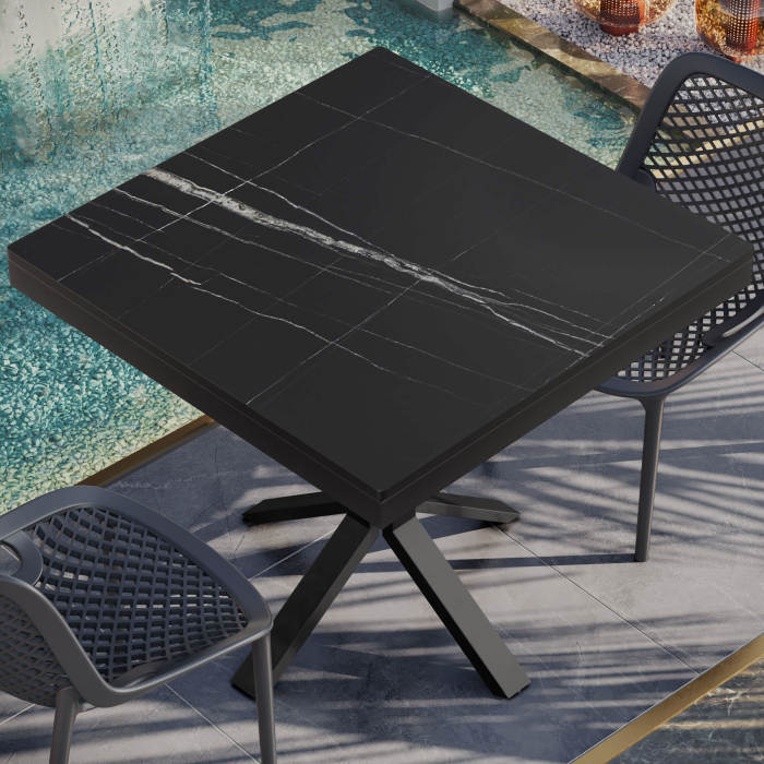 KOMPAKT STÅL | Gastro HPL Bordsskiva | B:T 70 x 70 cm | 4,2 cm | Svart Marmor | Kvadratisk KOMPAKT STÅL | Gastro HPL Bordsskiva | B:T 70 x 70 cm | 4,2 cm | Svart Marmor | Kvadratisk