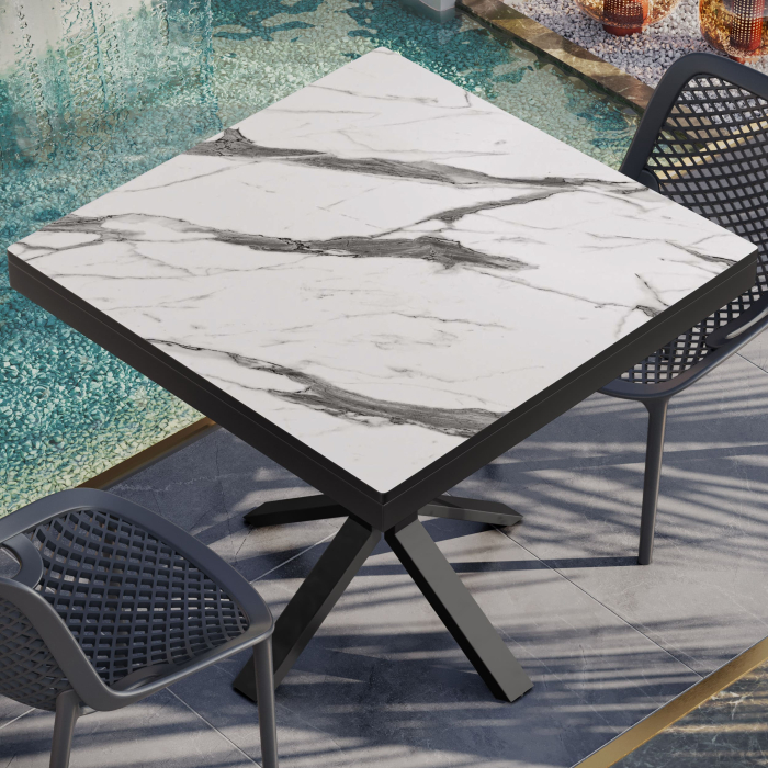 KOMPAKT STÅL | Gastro HPL Bordsskiva | B:T 70 x 70 cm | 4,2 cm | Vit Marmor | Fyrkantig KOMPAKT STÅL | Gastro HPL Bordsskiva | B:T 70 x 70 cm | 4,2 cm | Vit Marmor | Fyrkantig