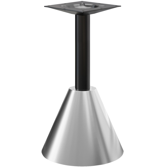 CONE | Pied de table bistro | Hauteur : 105 cm | Pied : Acier inoxydable | Colonne : Noir | Pied : Ø 45 x H 48 cm