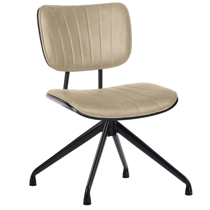 Valerie | Bistro Stuhl | Beige | Leder | Rattan Eiche | Drehfuß