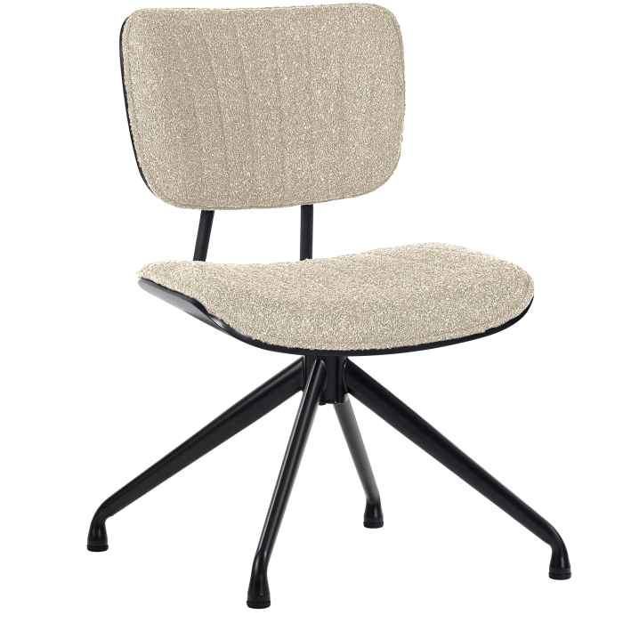 Valerie | Bistrostol | Beige | Teddytyg | Rattan Ek | Swivelfunktion