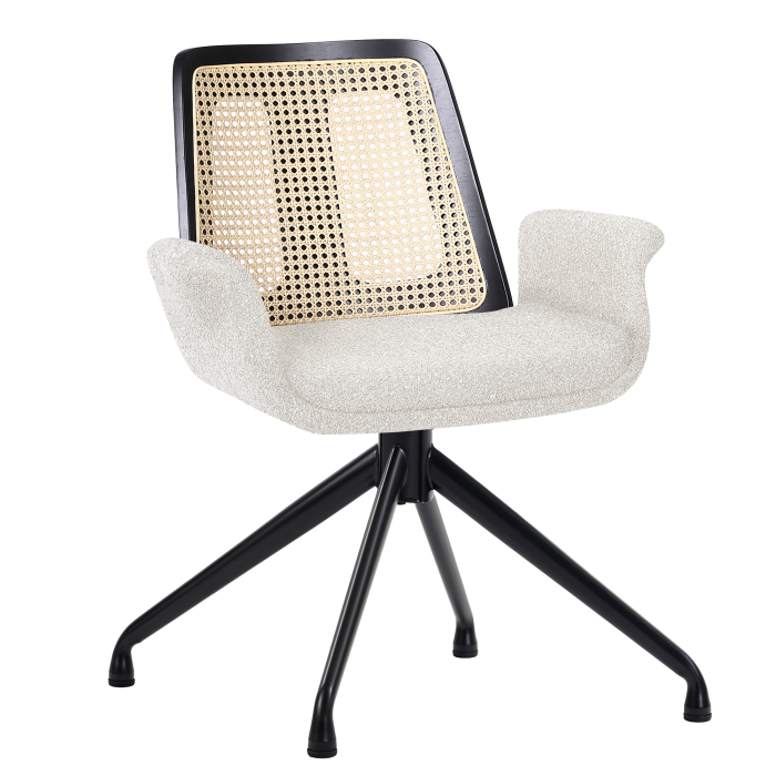 Romy | Bistro-stolpe | Creme | Teddystoff | Rattan Eik | Drei støtt