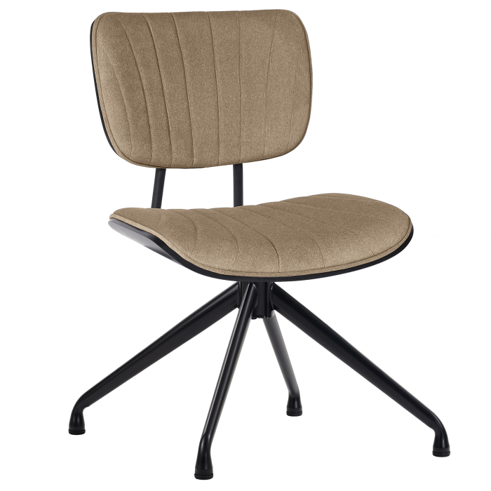 Valerie | Bistro Stuhl | Taupe | Samt | Rattan Schwarz | Drehfuß