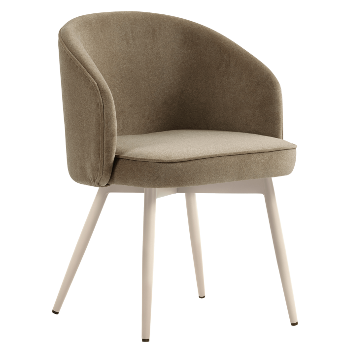Antonella | Hotellituoli | Taupe | Sametti | Valkoinen runko