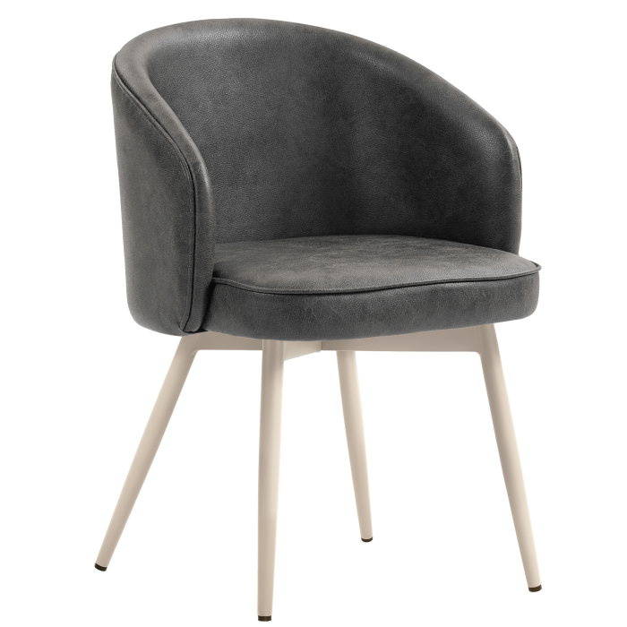Antonella | Hotel Stol | Sort | Læder | Stativ Hvid