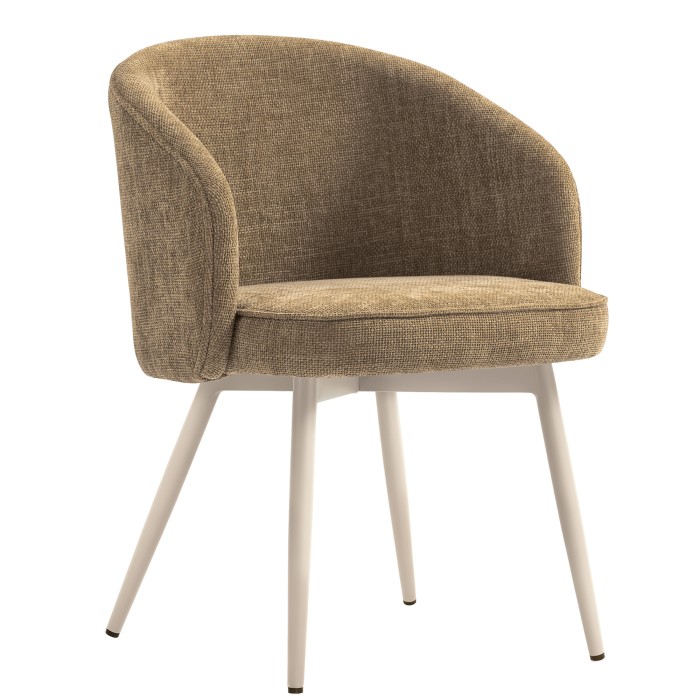 Antonella | Hôtel Stuhl | Taupe | Tissu/Textile | Cadre Blanc