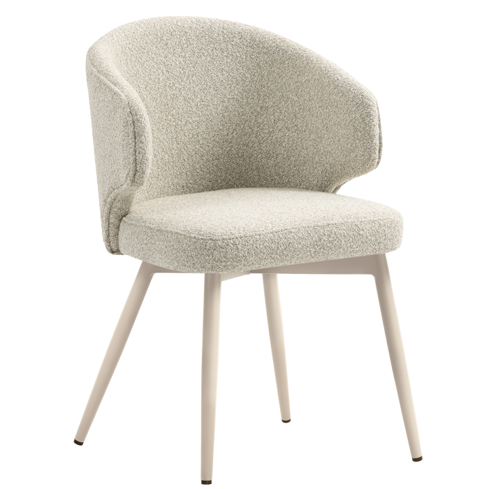 Marie | Hotel Stuhl | Beige | Teddystoff | Gestell Weiß