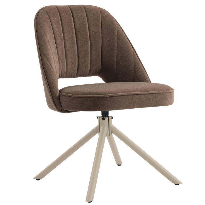 Sophie | Hotellstol | Brun | Fløyel | Svingbar base | Hvit ramme