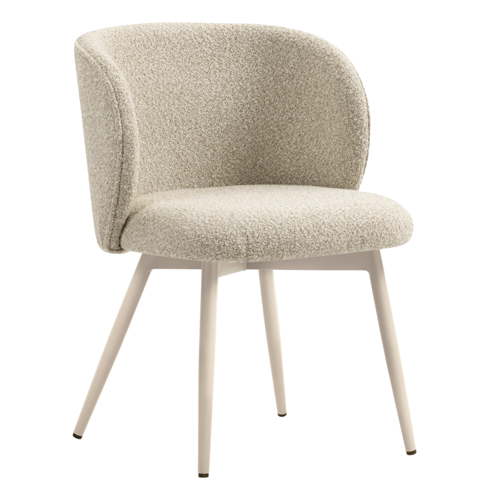 Ava | Silla de hotel | Beige | Tela Teddy | Estructura blanca
