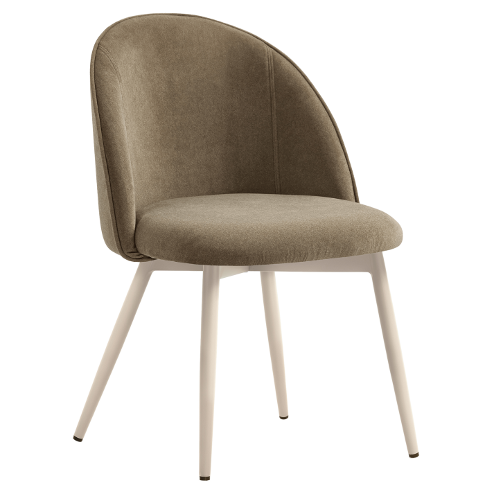 Hailey | Hotellstolpe | Taupe | Samt | Ramme Hvit
