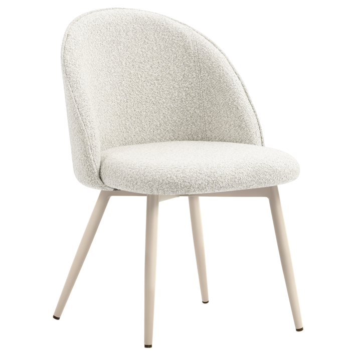 Hailey | Hotellstol | Creme | Teddystoff | Ramme Hvit