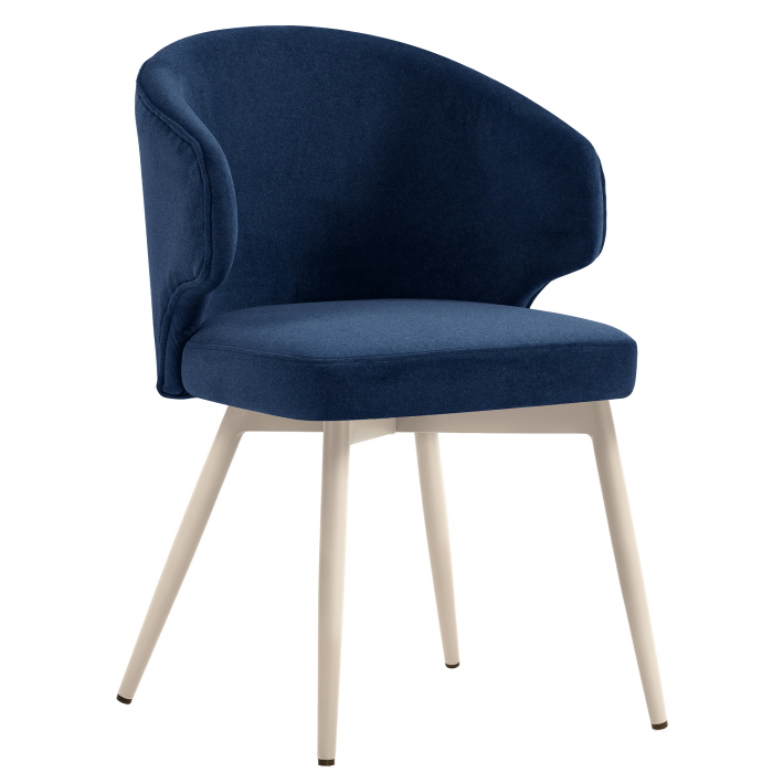 Marie | Hotel Stuhl | Blau | Samt | Gestell Weiß