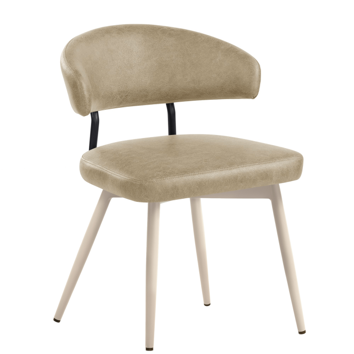 Sara | Hotelstoel | Beige | Leer | Onderstel Wit