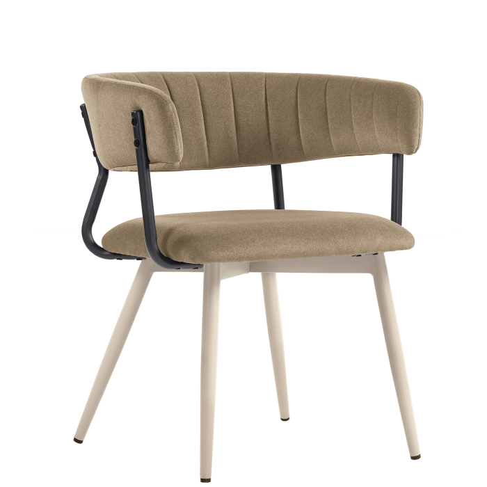 Elin | Chaises d'hôtel | Taupe | Velours | Structure blanche