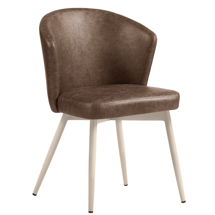 Lynn | Hotelstoel | Bruin | Leder | Frame Wit
