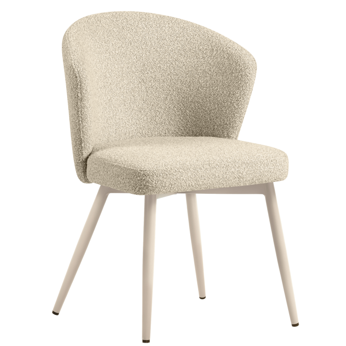 Lynn | Hotelstoel | Beige | Teddystoff | Frame Wit