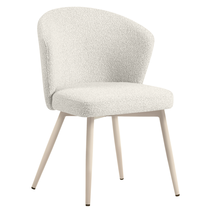 Lynn | Fauteuil d'hôtel | Crème | Tissu Teddystoff | Structure blanche