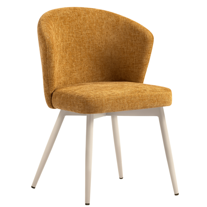 Lynn | Fauteuil d'hôtel | Marron miel | Tissu/Textile | Structure blanche