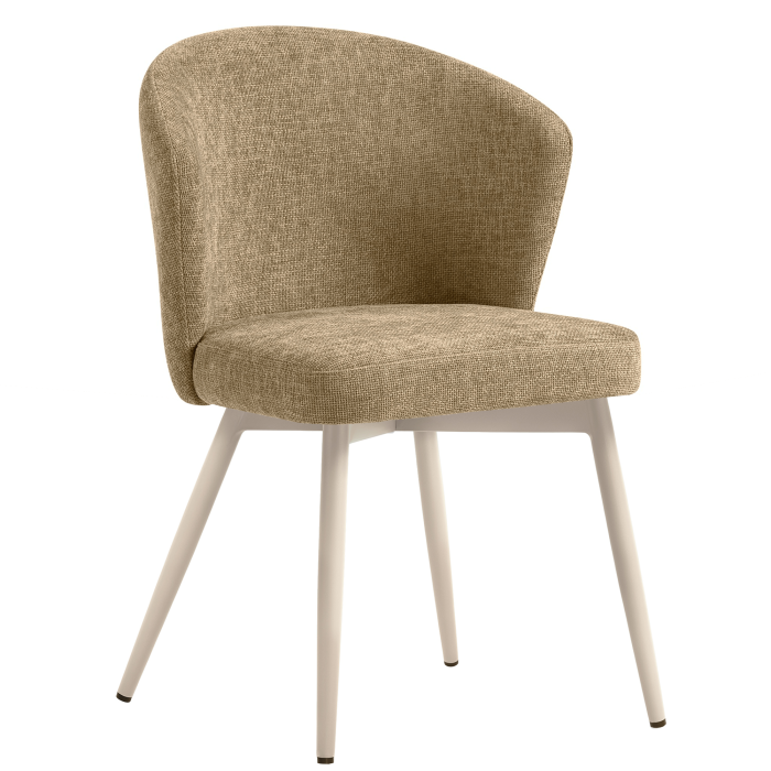 Lynn | Sedia da hotel | Taupe | Tessuto/Textile | Struttura bianca
