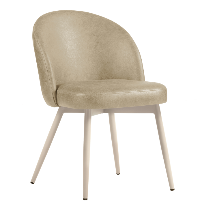 Lily | Hotellstol | Beige | Læder | Ramme Hvit