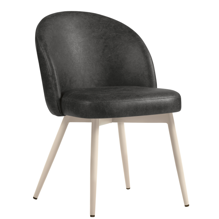 Lily | Hotellstol | Svart | Skinn | Ramme Hvit