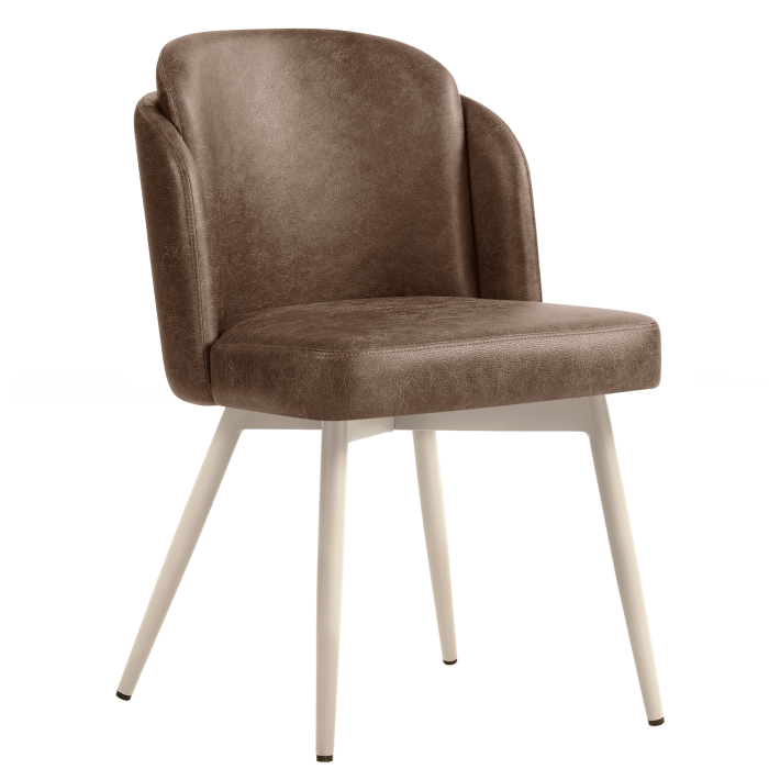 Hannah | Fauteuil d'hôtel | Brun | Cuir | Structure blanc