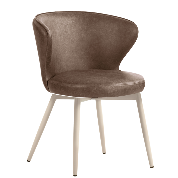 Isabella | Hotel Chair | Brown | Leather | Frame White