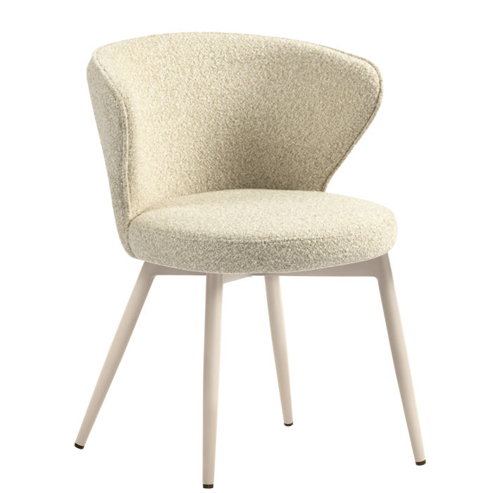 Isabella | Chaise d'hôtel | Beige | Tissu peluche | Structure blanche
