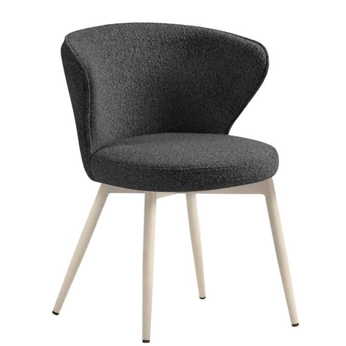 Isabella | Hotel Chair | Dark Gray | Teddy Fabric | White Frame