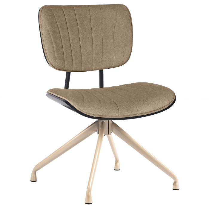 Valerie | Sedia da Bistro | Taupe | Velluto | Rattan Nero | Girevole Bianco