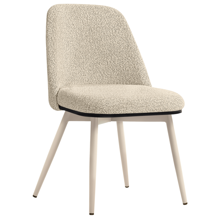 TINA | Hotel Stuhl | Teddystoff | Beige | Gestell: Weiß | Drehfunktion