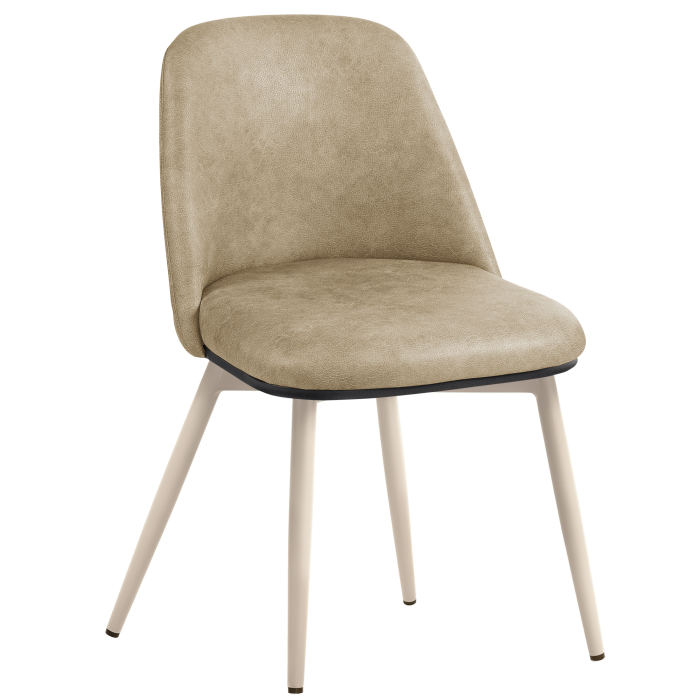 TINA | Hotel Chair | Leather | Beige | Frame: White | Swivel Function