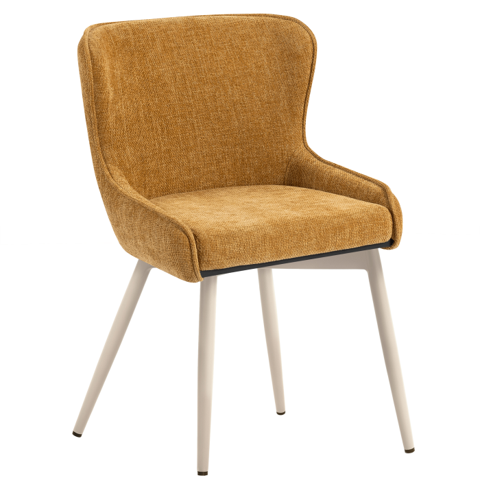 JULIUS | Hotel Stuhl | Textil/Stoff | Honig Braun | Gestell: Weiß | Drehfunktion