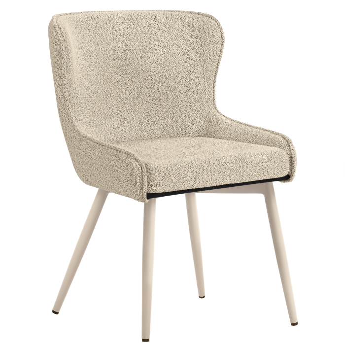 JULIUS | Hotel Stuhl | Teddystoff | Beige | Gestell: Weiß | Drehfunktion