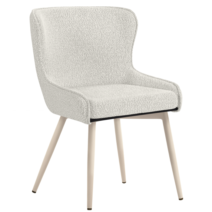 JULIUS | Hotel Stuhl | Teddystoff | Creme | Gestell: Weiß | Drehfunktion