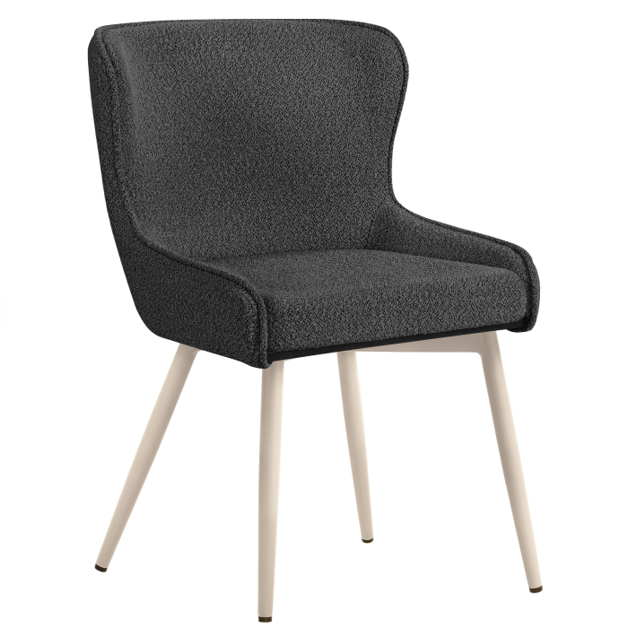 JULIUS | Sedia Hotel | Stoff Teddystoff | Grigio Scuro | Struttura: Bianco | Funzione girevole