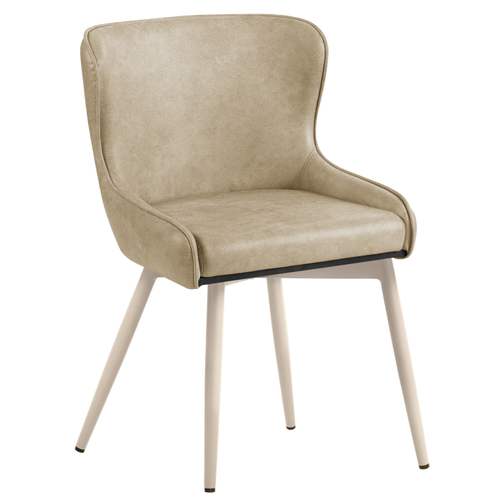 JULIUS | Fauteuil d'hôtel | Cuir | Beige | Structure : Blanc | Fonction pivotante