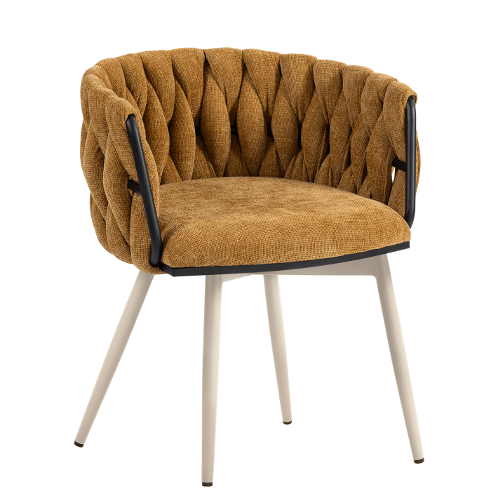 MARIS | Hotel Stuhl | Textil/Stoff | Honig Braun | Gestell: Weiß | Drehfunktion