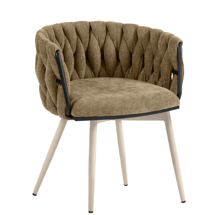 MARIS | Hotel Stuhl | Textil/Stoff | Taupe | Gestell: Weiß | Drehfunktion