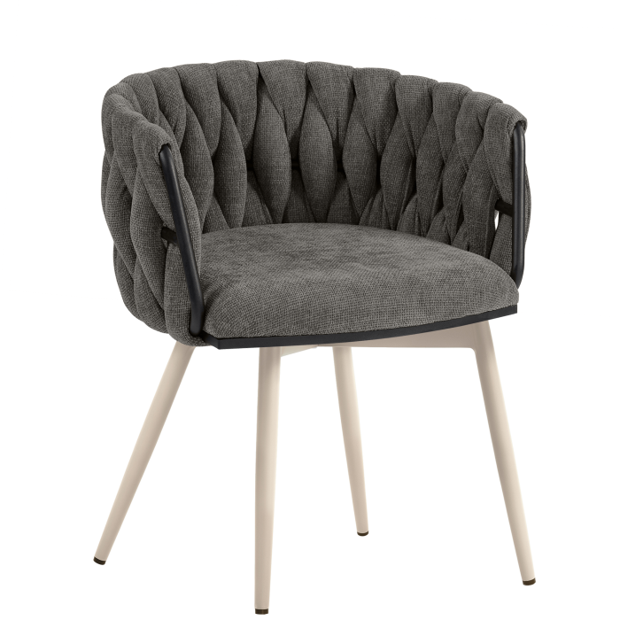 MARIS | Hotel Chair | Textile/Fabric | Grey | Frame: White | Swivel Function