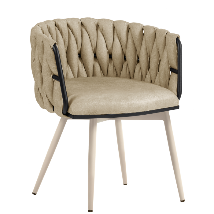 MARIS | Hotel Stuhl | Leder | Beige | Gestell: Weiß | Drehfunktion