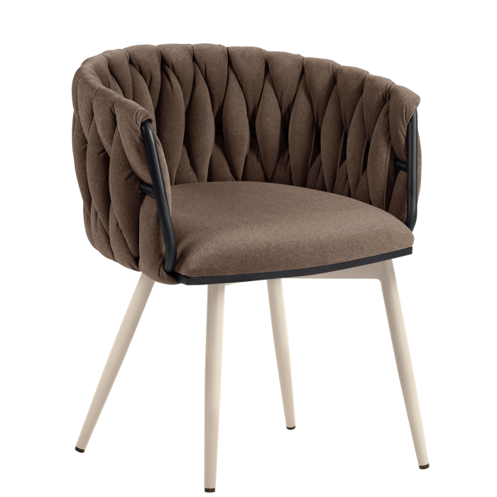 MARIS | Hotellstol | Samt | Brun | Ramme: Hvit | Svingfunksjon